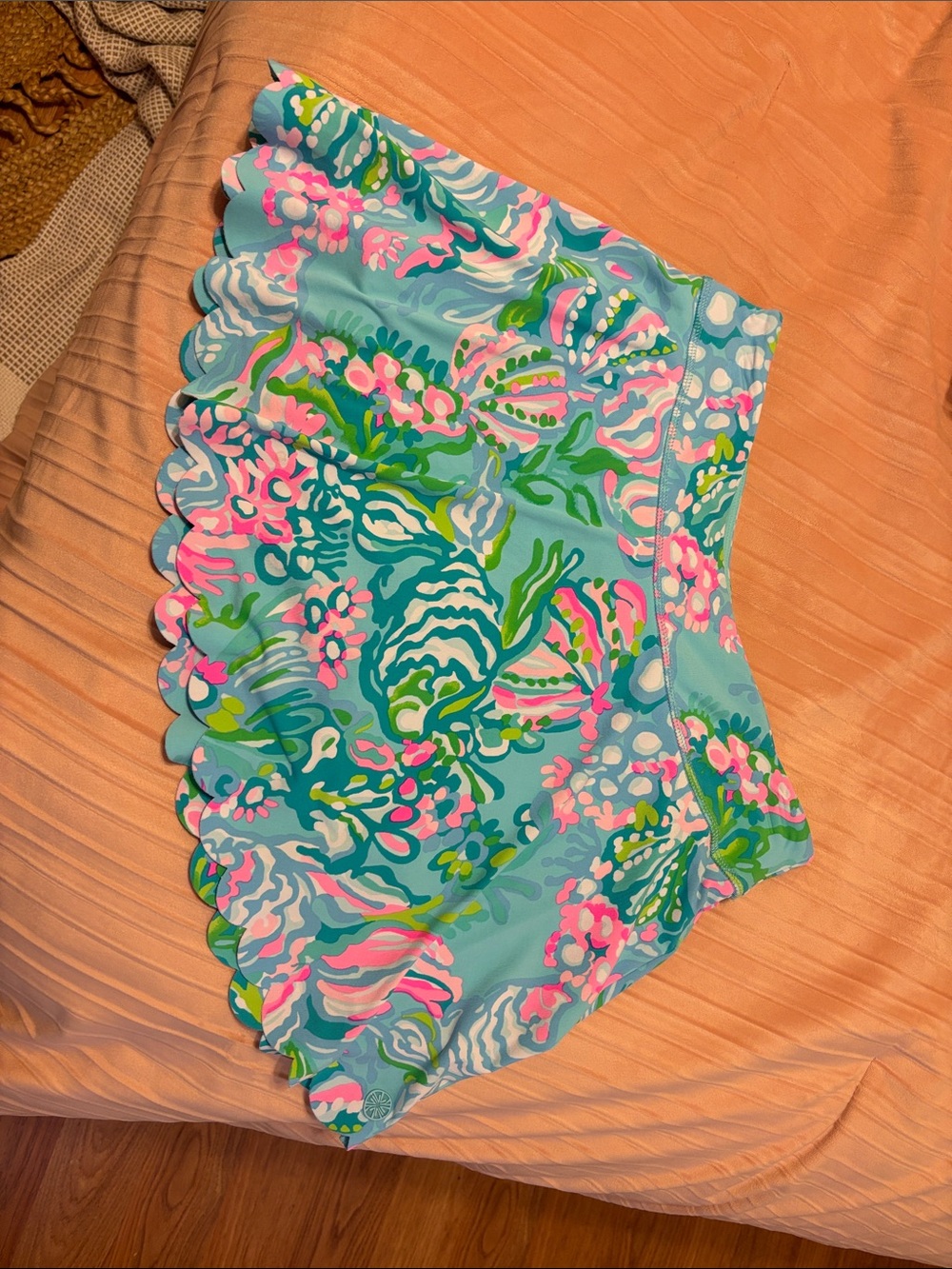Lilly Pulitzer Aqua Floral Scalloped Mini Skirt